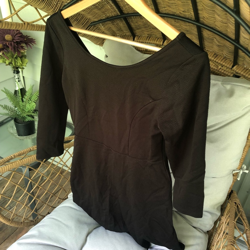 Bongo Black 3/4 Sleeve Skater Dress